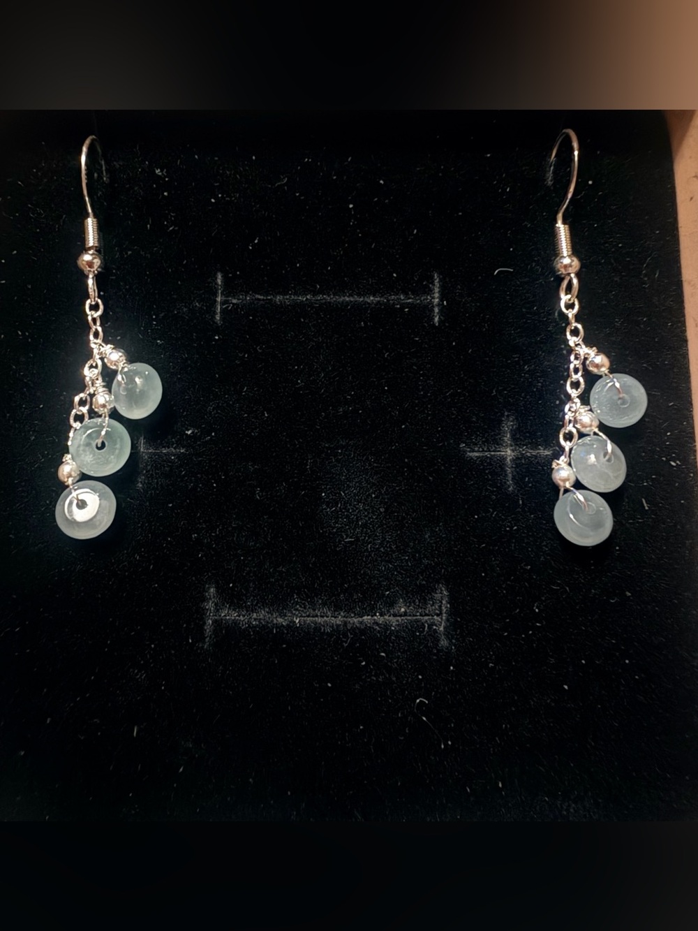Delicate Pale blue water Jadeite Bead Drop Earrings - Women Jewelry